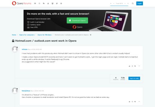 
                            12. Hotmail.com / outlook.com wont work in Opera | Opera forums