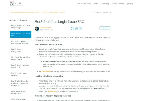 
                            2. HotSchedules Login Issue FAQ – Customer Care