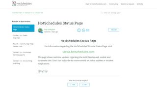 
                            4. HotSchedules Status Page – Customer Care