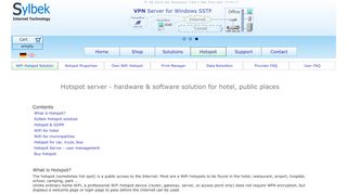 
                            3. Hotspot server solution - hardware/software for hotel and public places