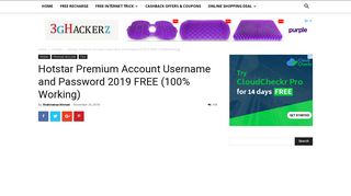 
                            8. Hotstar Premium Account Username and Password 2019 Free (100 ...
