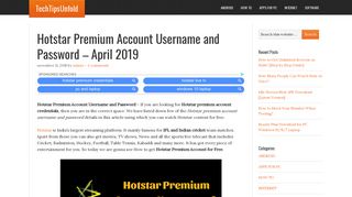 
                            5. Hotstar Premium Account Username and Password - January 2019