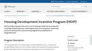 
                            12. Housing Development Incentive Program (HDIP) | Mass.gov