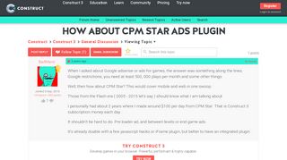 
                            11. How about CPM Star ads plugin - Construct Official Forums ...