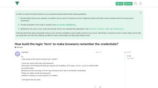 
                            9. How build the login 'form' to make browsers remember the ...
