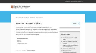 
                            3. How can I access CIE Direct? – What can we help you with?