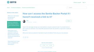 
                            10. How can I access the Sentio Backer Portal if I haven't received a link to ...
