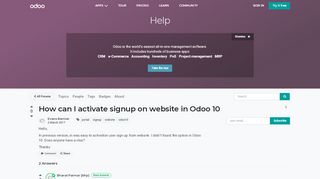 
                            12. How can I activate signup on website in Odoo 10 | Odoo