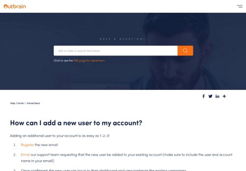 
                            9. How Can I Add a New User to My Account? | FAQ | Outbrain.com