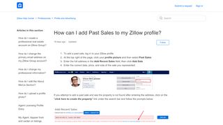 
                            9. How can I add Past Sales to my Zillow profile? – Zillow Help Center