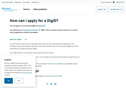 
                            9. How can I apply for a DigiD? | Waternet