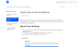 
                            12. How can I block a user on Behance? – Behance Helpcenter