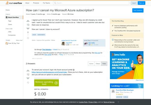 
                            8. How can I cancel my Microsoft Azure subscription? - Stack Overflow
