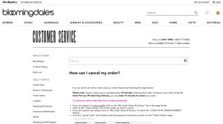 
                            12. How can I cancel my order? - Customer Service – Bloomingdale's
