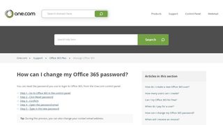 
                            11. How can I change my Office 365 password? – Support | One.com