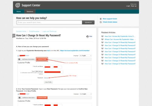 
                            5. How Can I Change Or Reset My Password? - Support - Explaindio