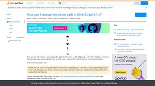 
                            11. How can I change the admin path in SilverStripe 3.1.x? - Stack ...