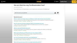 
                            5. How can I check how many True Rewards points I have? - ASB Help