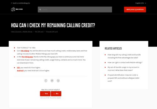 How can I check my remaining calling credit? – Help ... - Mobile Vikings