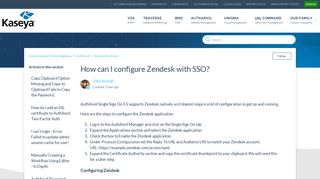 
                            7. How can I configure Zendesk with SSO? – Kaseya Support ...