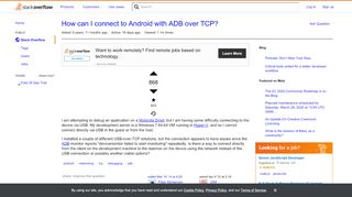 
                            10. How can I connect to Android with ADB over TCP? - Stack Overflow