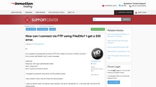 
                            13. How can I connect via FTP using FileZilla? I get a 530 error. | InMotion ...