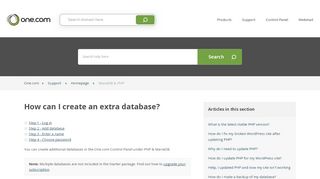 
                            11. How can I create an extra database? – Support | One.com