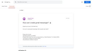 
                            11. How can I create gmail messenger? - Google Product Forums