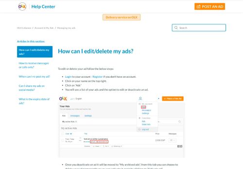 
                            3. How can I edit/delete my ads? – OLX Lebanon