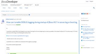 
                            2. How can I enable DEBUG logging during startup o... |JBoss Developer