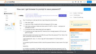 
                            1. How can I get browser to prompt to save password? - Stack Overflow