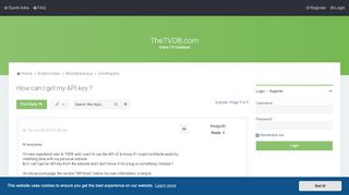 
                            2. How can I get my API key ? - TheTVDB.com