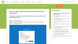 
                            11. How can I get my Microsoft account Client ID and Client Secret key