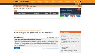 
                            5. How can I get the password for the computer?, Resident Evil: Deadly ...