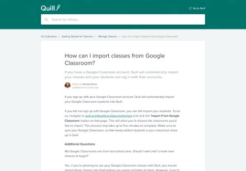 
                            12. How can I import classes from Google Classroom? | Quill.org Teacher ...