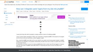 
                            3. How can I integrate users' logins from my site into phpBB? - Stack ...