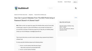 
                            9. How can I launch websites from the SSO Portal using a password ...