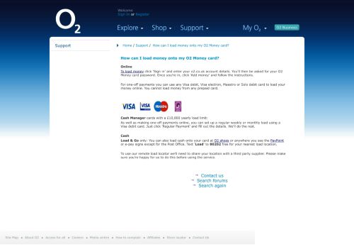 
                            12. How can I load money onto my O2 Money card? | Support | O2