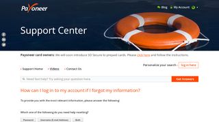 
                            6. How Can I Log in to My Account If I Forgot My Information? - Payoneer