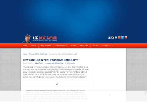 
                            11. How can I log in to the Windows Kindle app? - Ask Dave Taylor