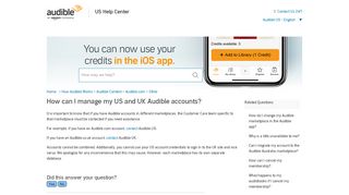 
                            5. How can I manage my US and UK Audible accounts?