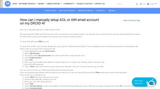
                            11. How can I manually setup AOL or AIM email account on my DROID 4?