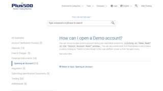 
                            2. How can I open a Demo account? - FAQ | Trading with Plus500 ...