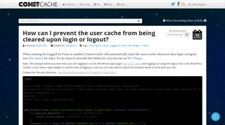 
                            9. How can I prevent the user cache from being cleared upon login or ...
