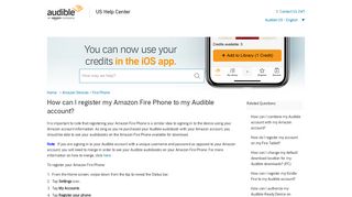 
                            8. How can I register my Amazon Fire Phone to my Audible account?