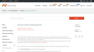 
                            8. How can I reset my cPanel password? - Hosting - Namecheap.com