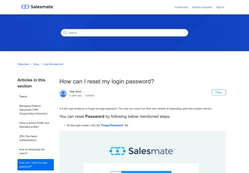 
                            3. How can I reset my login password? – Salesmate