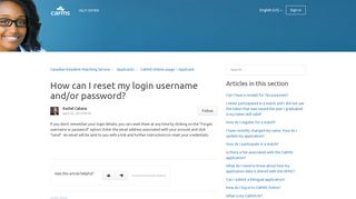 
                            7. How can I reset my login username and/or password? – Canadian ...