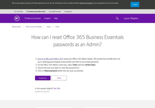 
                            12. How can I reset Office 365 Business Essentials passwords ...