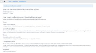 
                            11. How can I resolve common Rosetta Stone errors? - ServiceNow